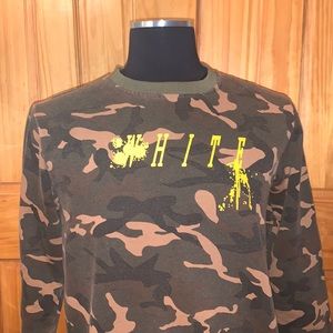 Off-White Camouflage Crewneck Sweater in Brown and Tan